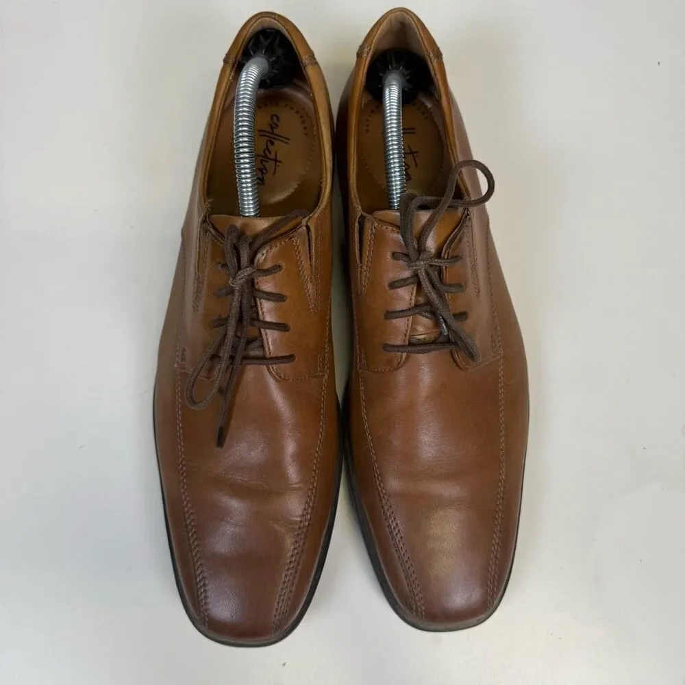 Clarks Men's Size 11M Brown Genuine Leather Oxford Dress Shoes Laced Up